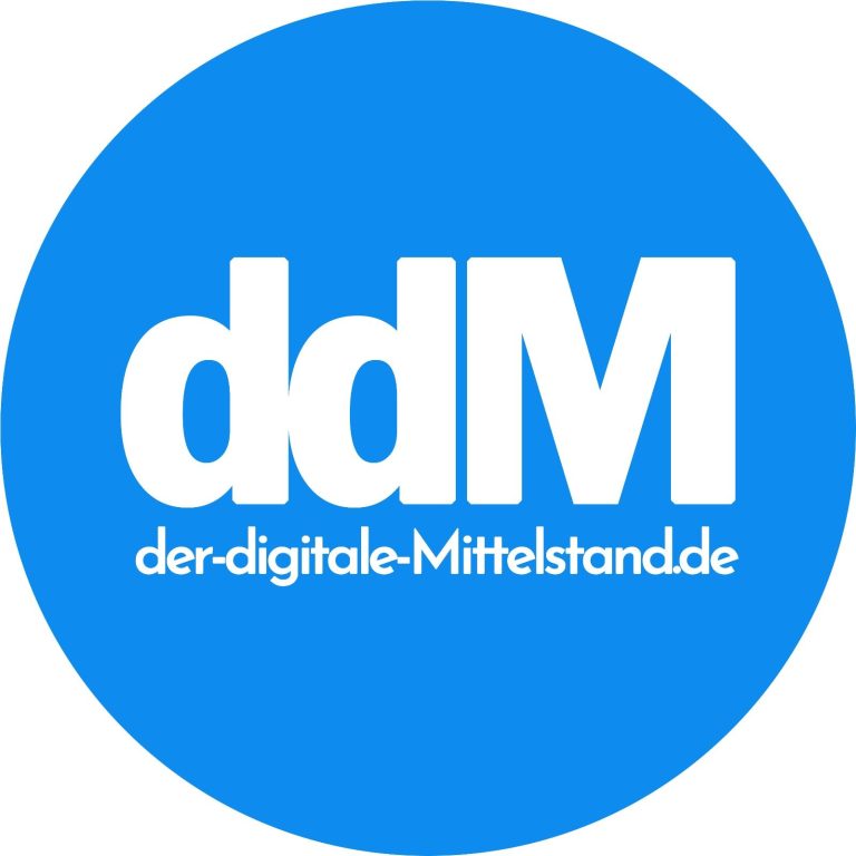 Logo von der-digitale-Mittelstand.de in blauer Farbe mit weißer Schrift.